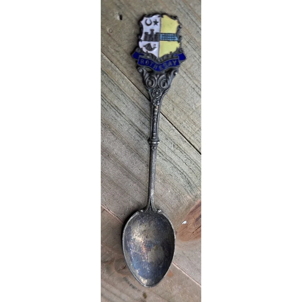 Vintage Rothesay Scotland Souvenir Spoon Enamel Coat of Arms‎ Crest Antique